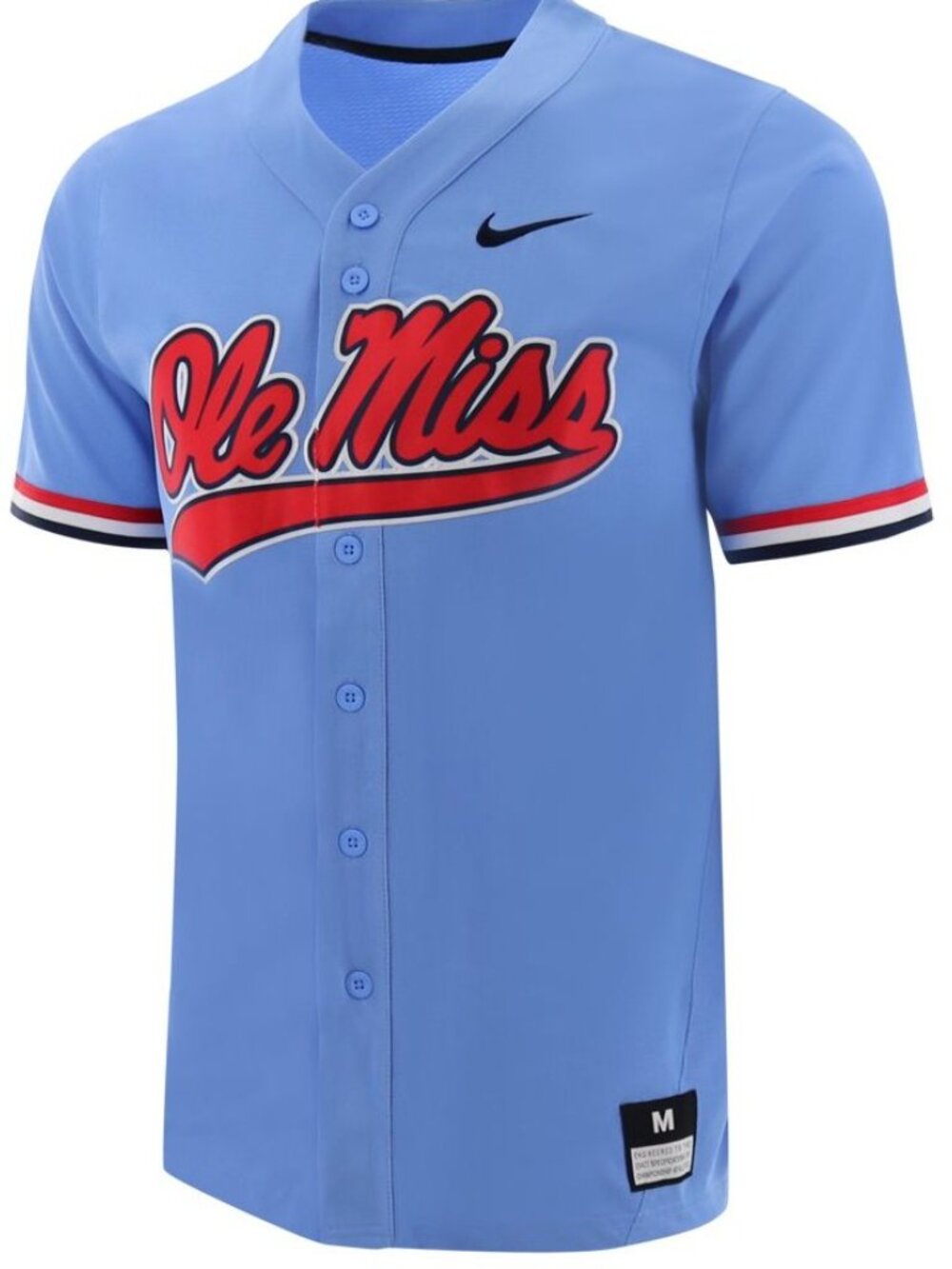 Men's Ole Miss Rebels Nike Baseball Jersey Light Blue - S